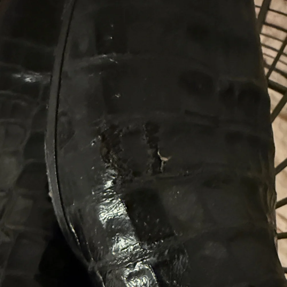 Bruno Magli Glossy Black Croc-Embossed Loafers - Picture 4 of 6